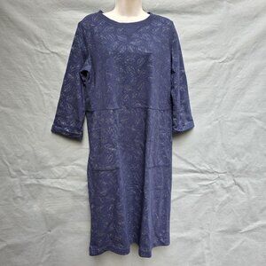 Boden Size 10L Blue Hannah Sweat-Dress  Sequined Leaves